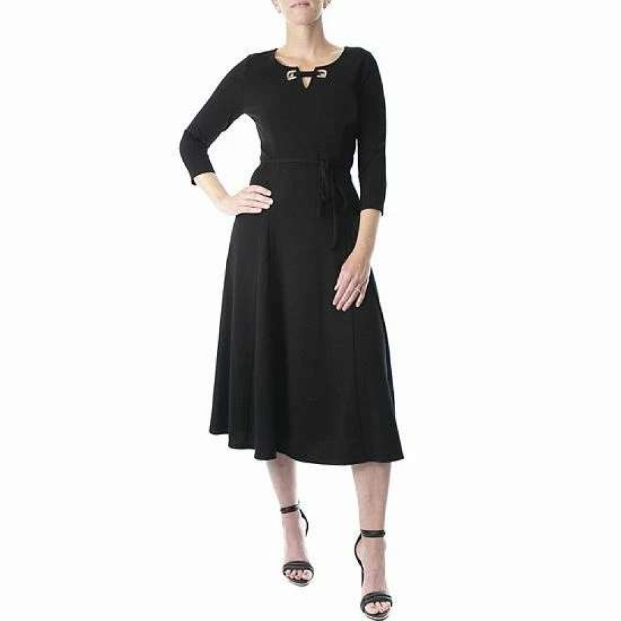 Womens * | Women'S Nina Leonard Sylvia Textured Midi Dress