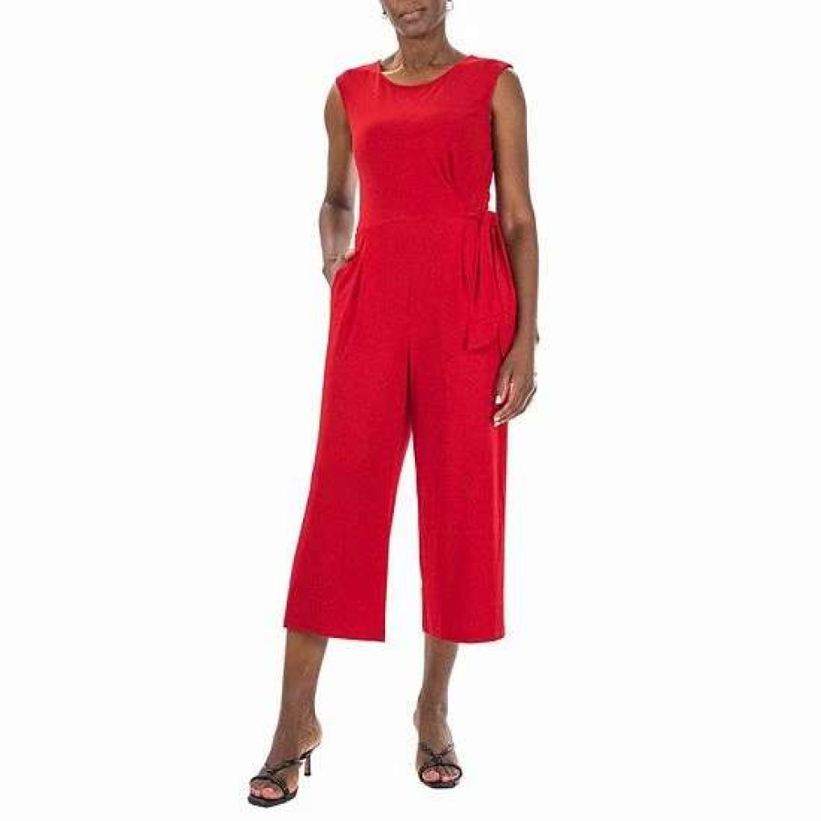 Womens * | Women'S Nina Leonard Sleeveless Culotte Jumpsuit