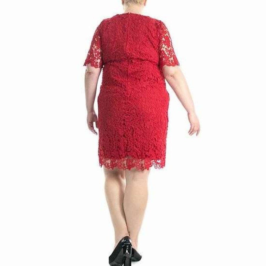 Womens * | Plus Size Nina Leonard Lace Sheath Dress