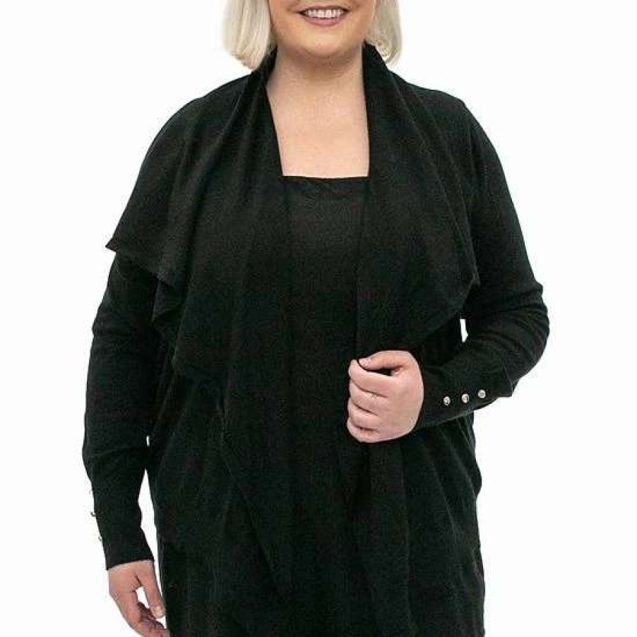 Womens * | Plus Size Nina Leonard Waterfall Cardigan