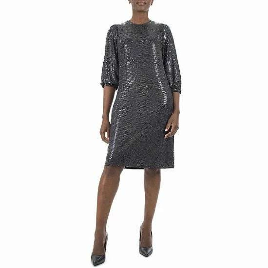 Womens * | Women'S Nina Leonard Sequin Trapeze Dress