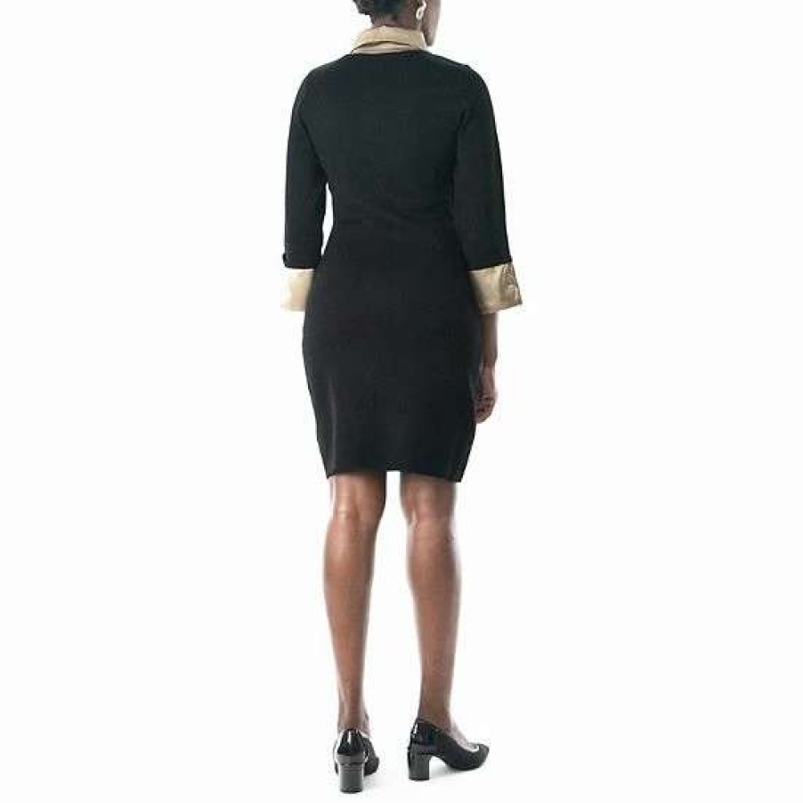 Womens * | Women'S Nina Leonard Three Quarter Sleeve Sweater Dress