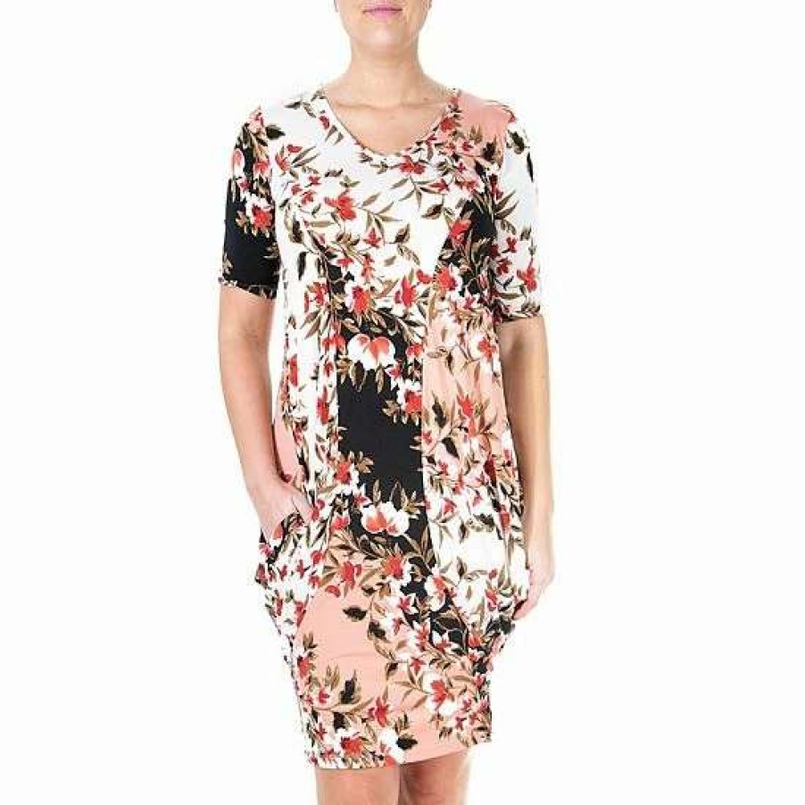 Womens * | Women'S Nina Leonard Print Draped Tunic Dress