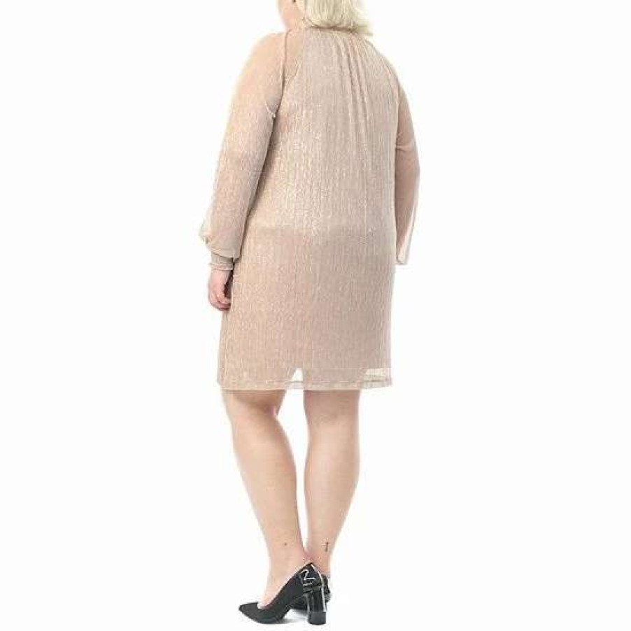 Womens * | Plus Size Nina Leonard Smockneck Trapeze Dress