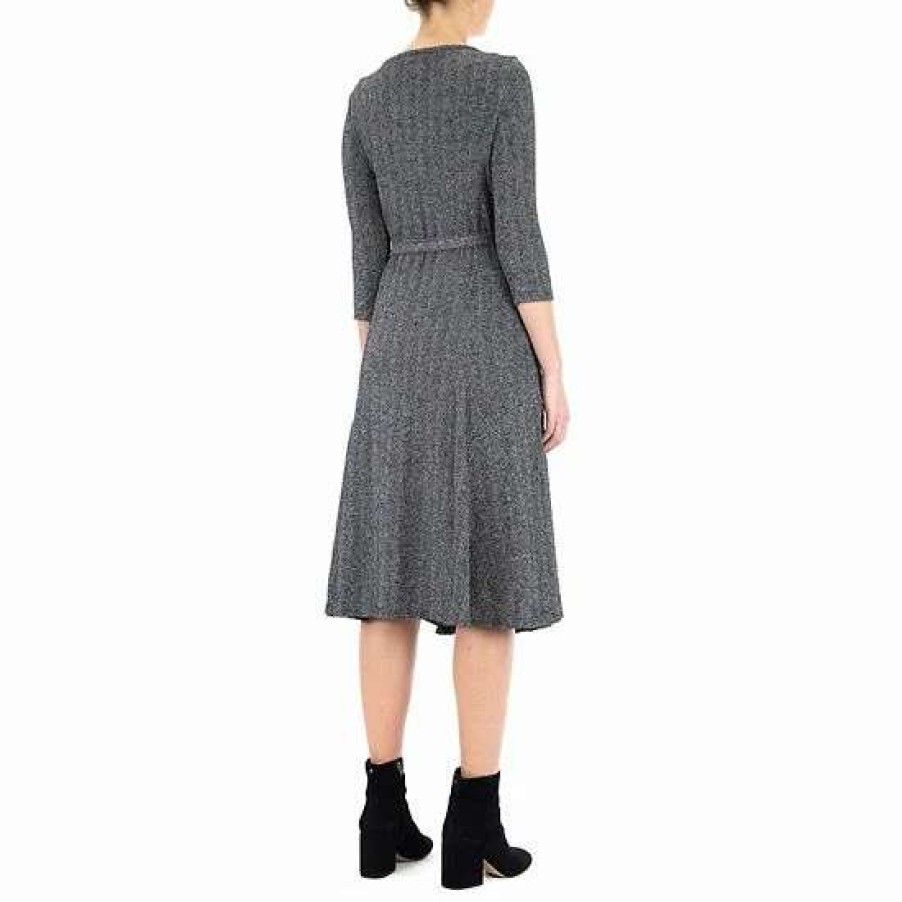 Womens * | Women'S Nina Leonard Sylvia Lurex Midi Dress Wine