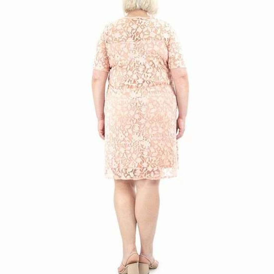 Womens * | Plus Size Nina Leonard Lace Burnout Trapeze Dress