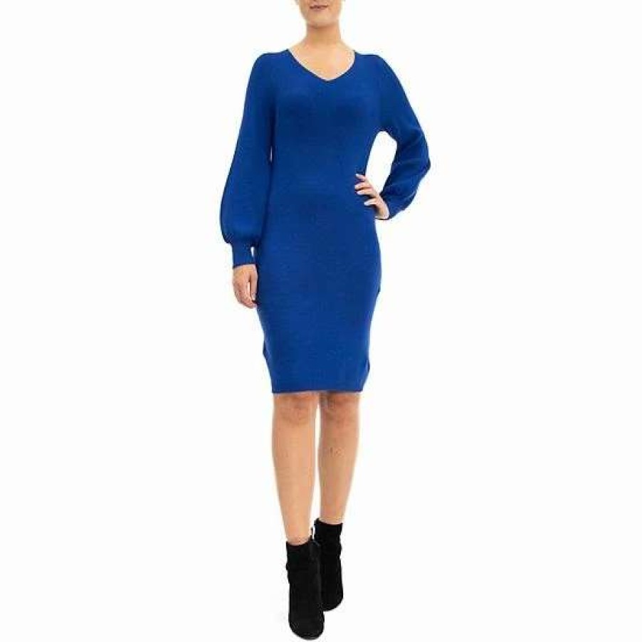 Womens * | Women'S Nina Leonard Balloon-Sleeve Sheath Sweater Dress