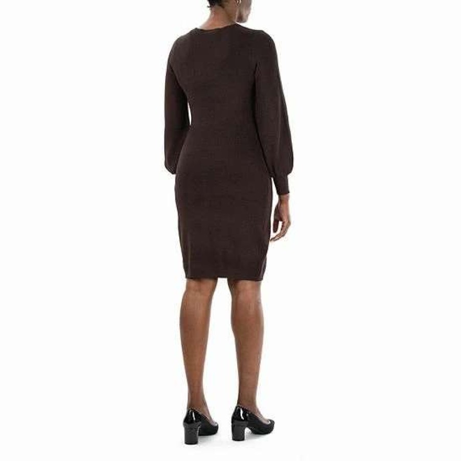 Womens * | Women'S Nina Leonard Balloon-Sleeve Sheath Sweater Dress