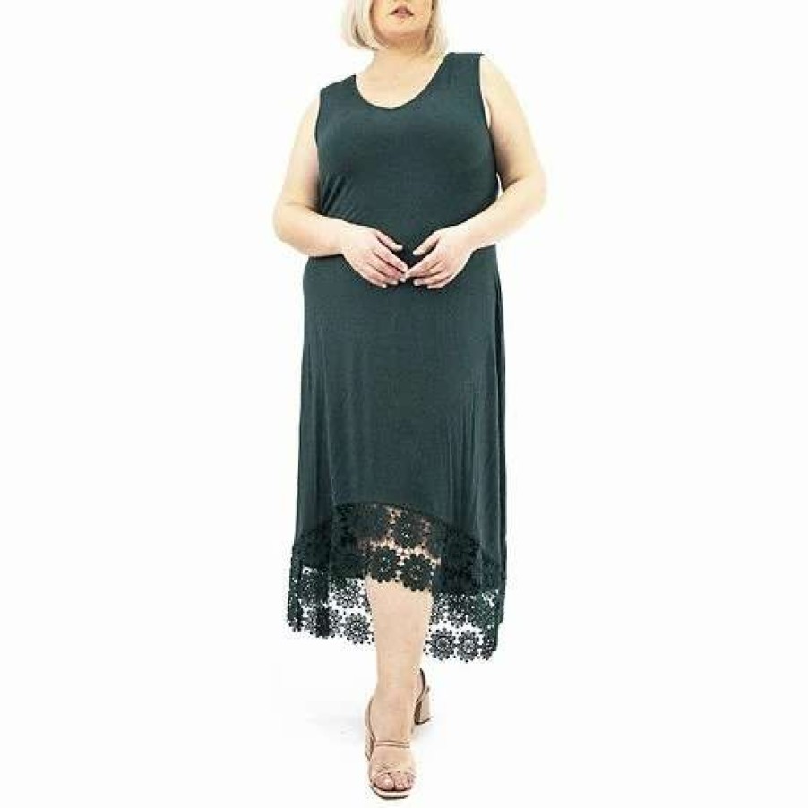 Womens * | Plus Size Nina Leonard High Low Crochet Dress