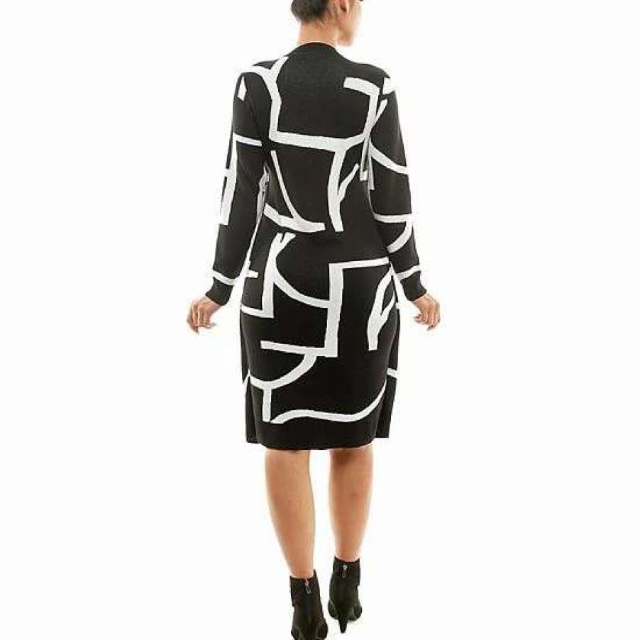 Womens * | Women'S Nina Leonard Cardigan & Sweater Dress Set