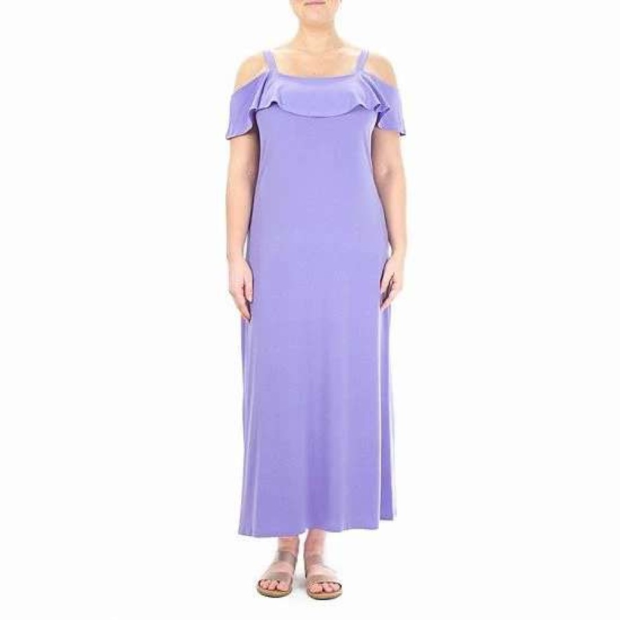 Womens * | Women'S Nina Leonard Print Cold-Shoulder Maxi Dress