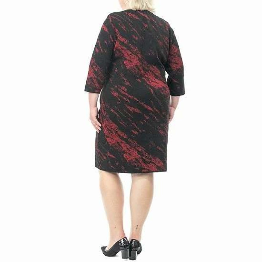 Womens * | Plus Size Nina Leonard Jacquard Sheath Sweater Dress