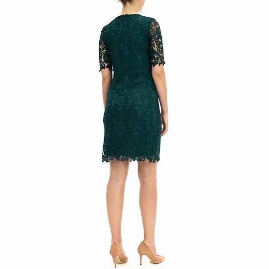 Womens * | Women'S Nina Leonard Floral Lace Sheath Cocktail Dress