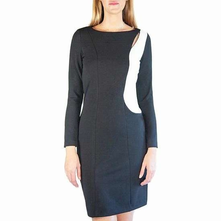 Womens * | Women'S Nina Leonard Colorblock Cutout Sheath Dress