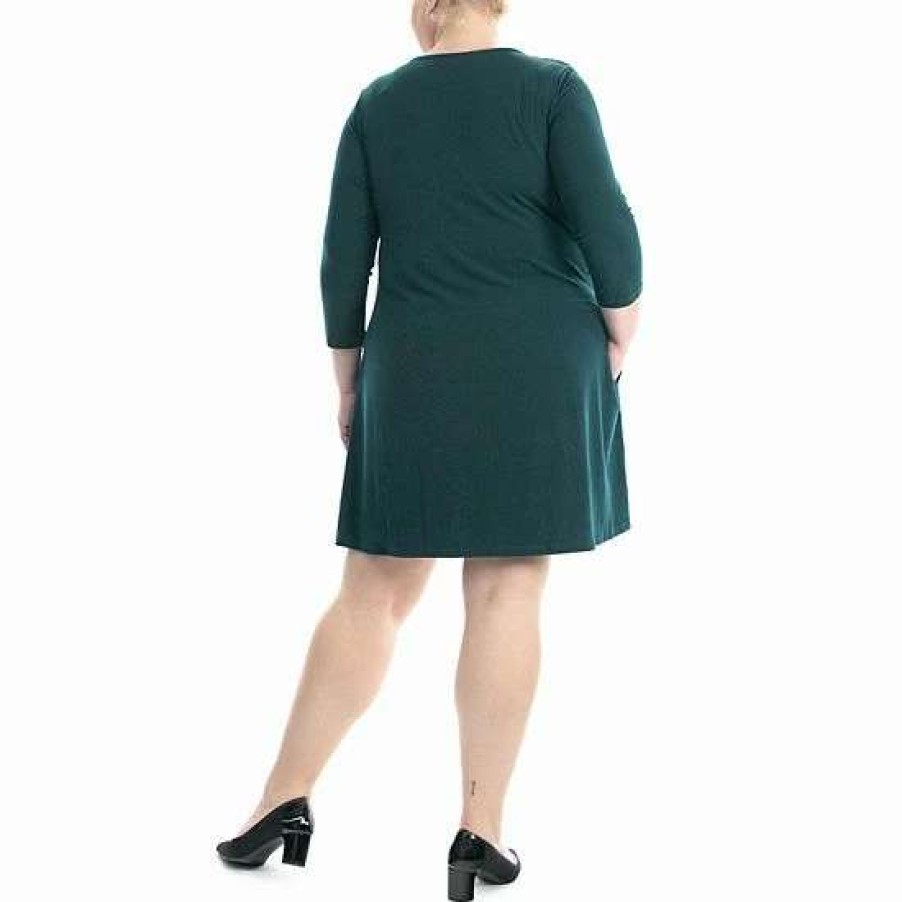 Womens * | Plus Size Nina Leonard Grommet Notchneck Dress