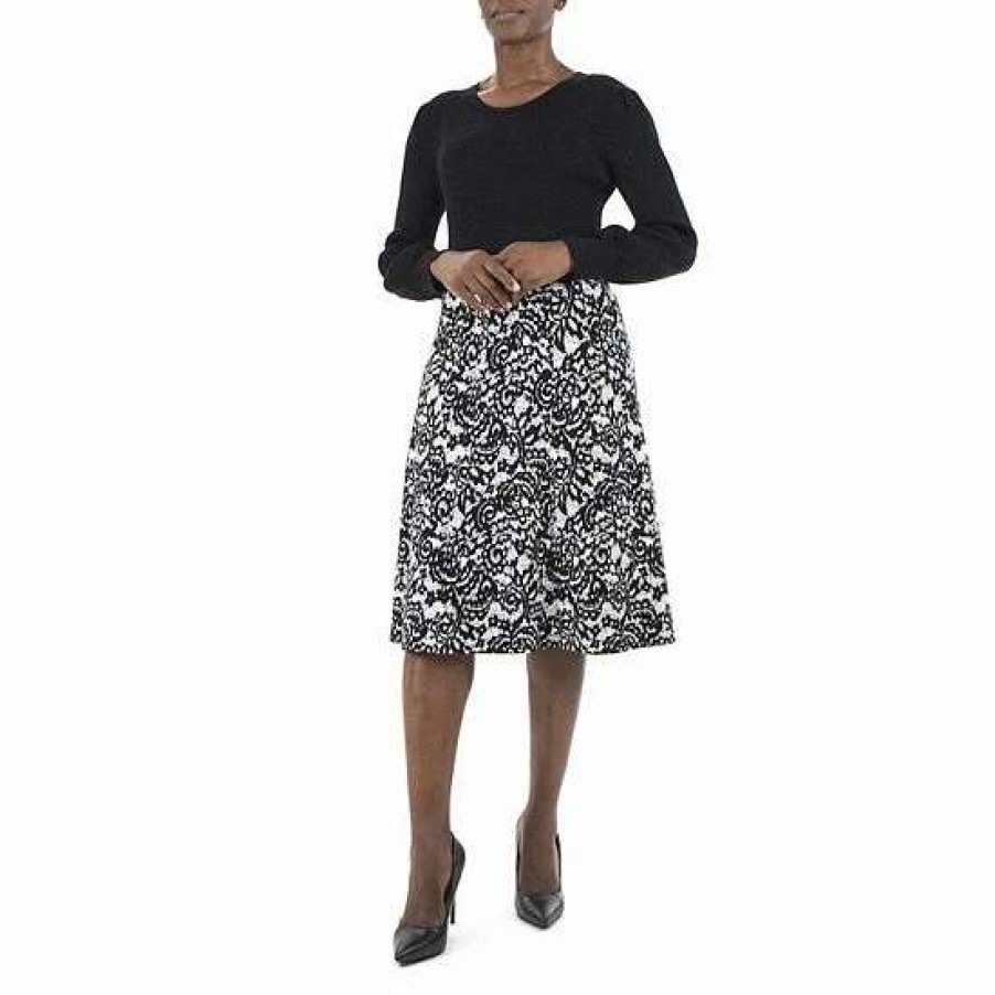 Womens * | Women'S Nina Leonard Balloon-Sleeve Sweater & Skirt Set