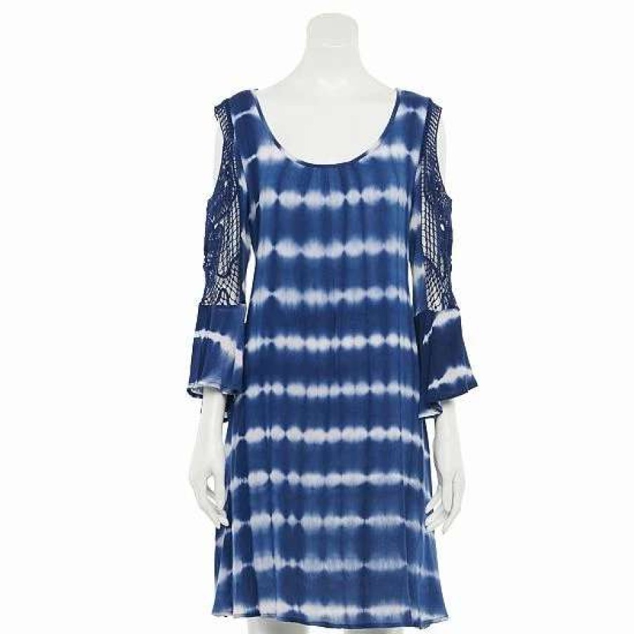 Womens * | Women'S Nina Leonard Print Cold-Shoulder Crochet Swing Dress