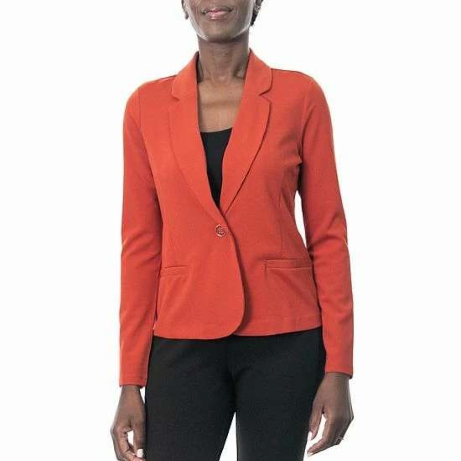 Womens * | Women'S Nina Leonard Single Button Cropped Blazer