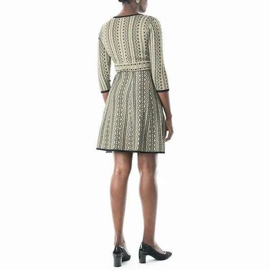 Womens * | Women'S Nina Leonard Print Fit & Flare Sweater Dress