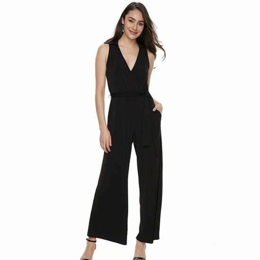 Womens * | Women'S Nina Leonard Surplice Wide-Leg Jumpsuit