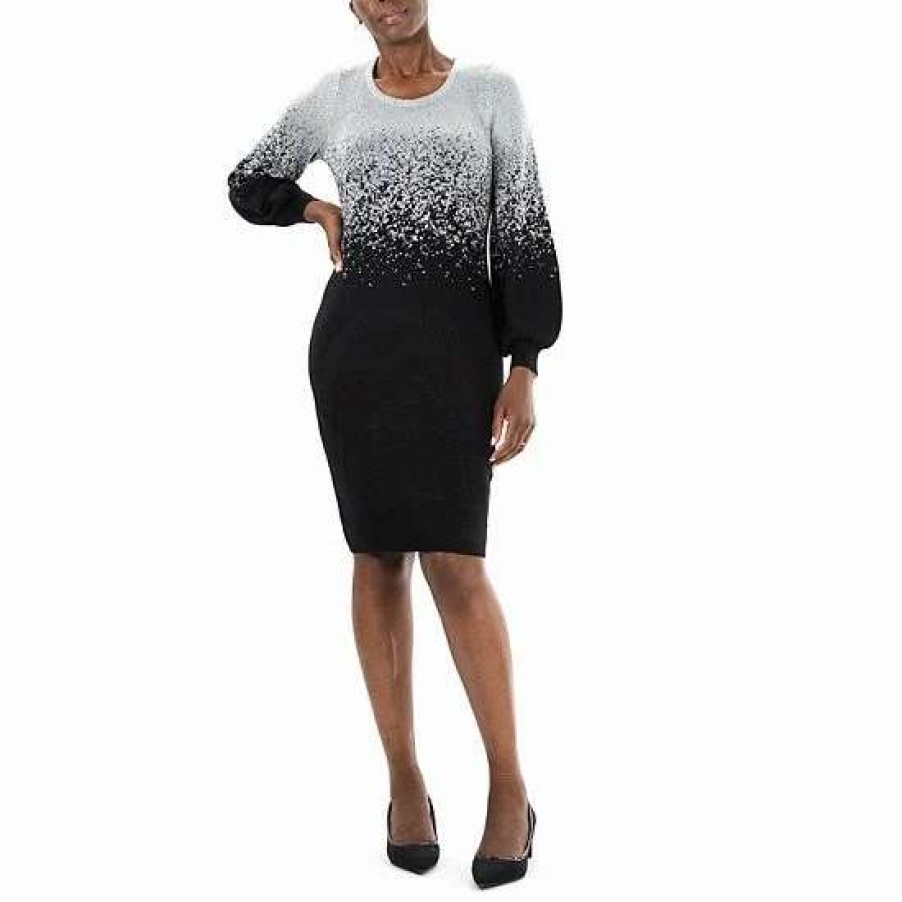 Womens * | Women'S Nina Leonard Balloon Sleeve Sweater Dress