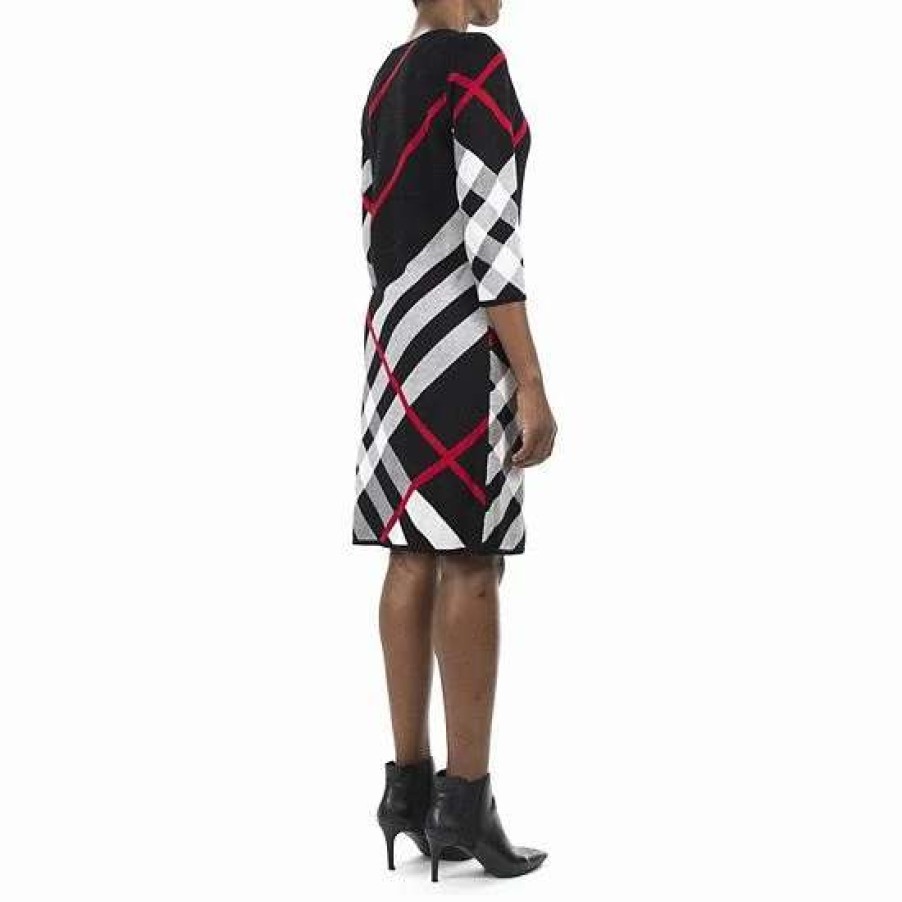 Womens * | Women'S Nina Leonard Oversize Plaid Sweater Dress