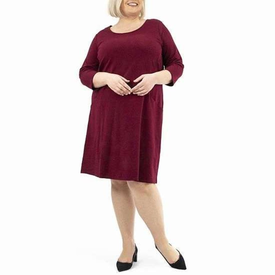 Womens * | Plus Size Nina Leonard Pocketed Trapeze Dress