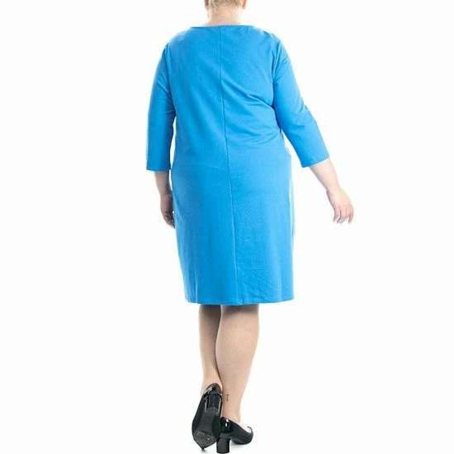 Womens * | Plus Size Nina Leonard Pocketed Trapeze Dress