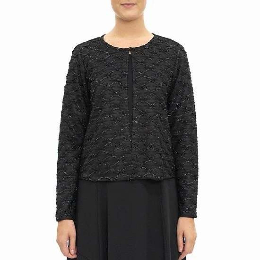 Womens * | Women'S Nina Leonard Long Sleeve Wave Sparkle Bolero