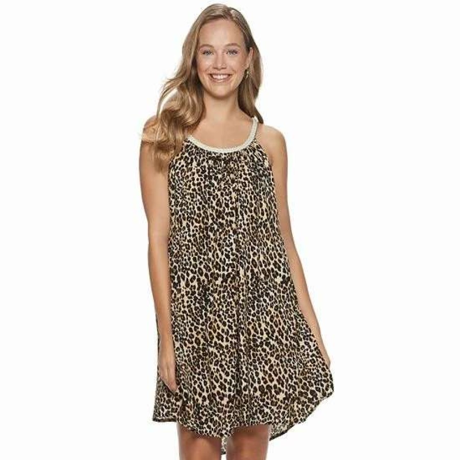 Womens * | Women'S Nina Leonard Gauze Trapeze Dress Latte Multi