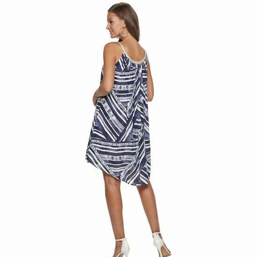 Womens * | Women'S Nina Leonard Gauze Trapeze Dress Latte Multi