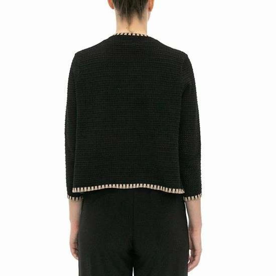 Womens * | Women'S Nina Leonard Waffle-Weave Bolero Jacket White