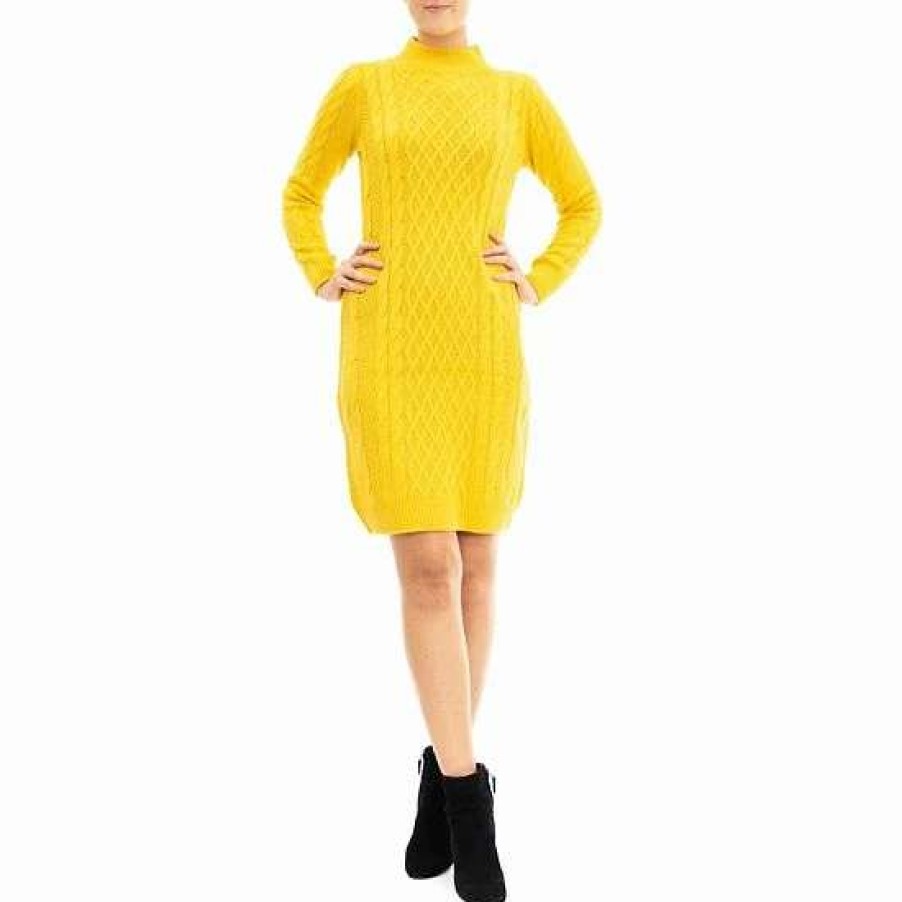 Womens * | Women'S Nina Leonard Cable Knit Sweater Dress