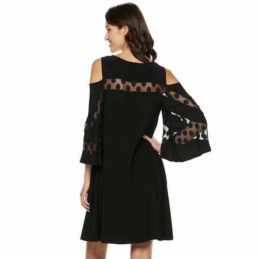 Womens * | Women'S Nina Leonard Lace Cold-Shoulder Shift Dress