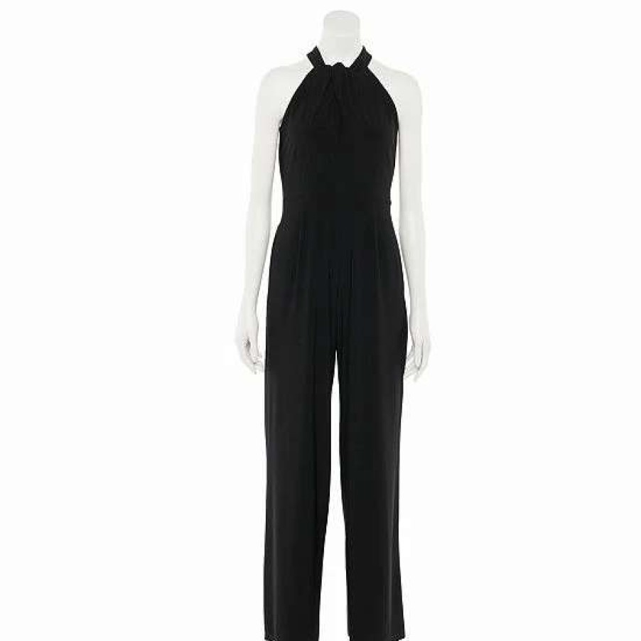 Womens * | Women'S Nina Leonard Wide-Leg Halter Jumpsuit