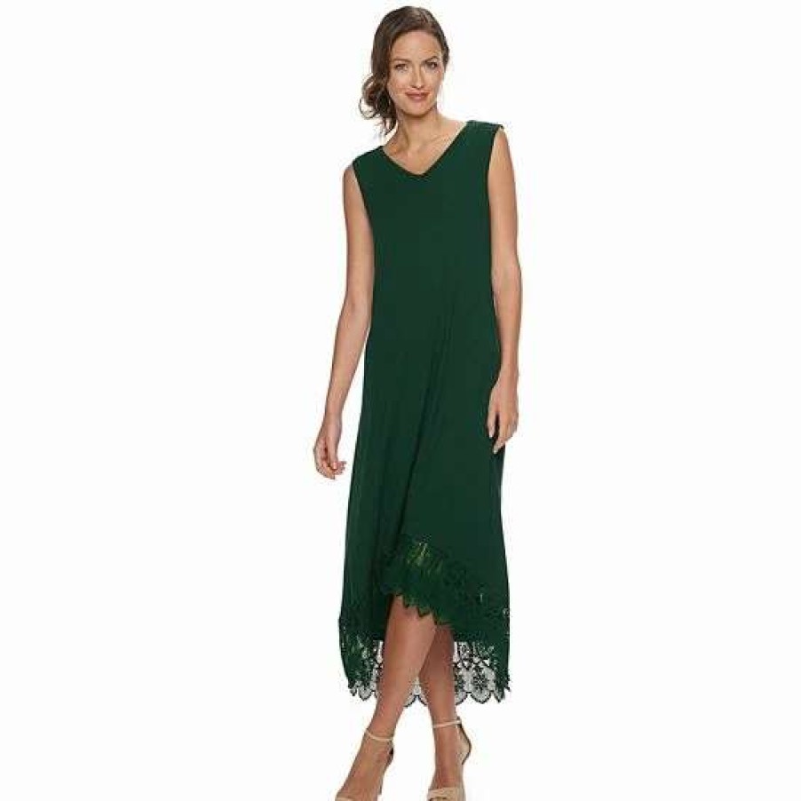 Womens * | Women'S Nina Leonard Crochet-Hem Midi Dress