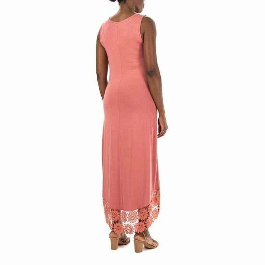 Womens * | Women'S Nina Leonard Crochet-Hem Midi Dress