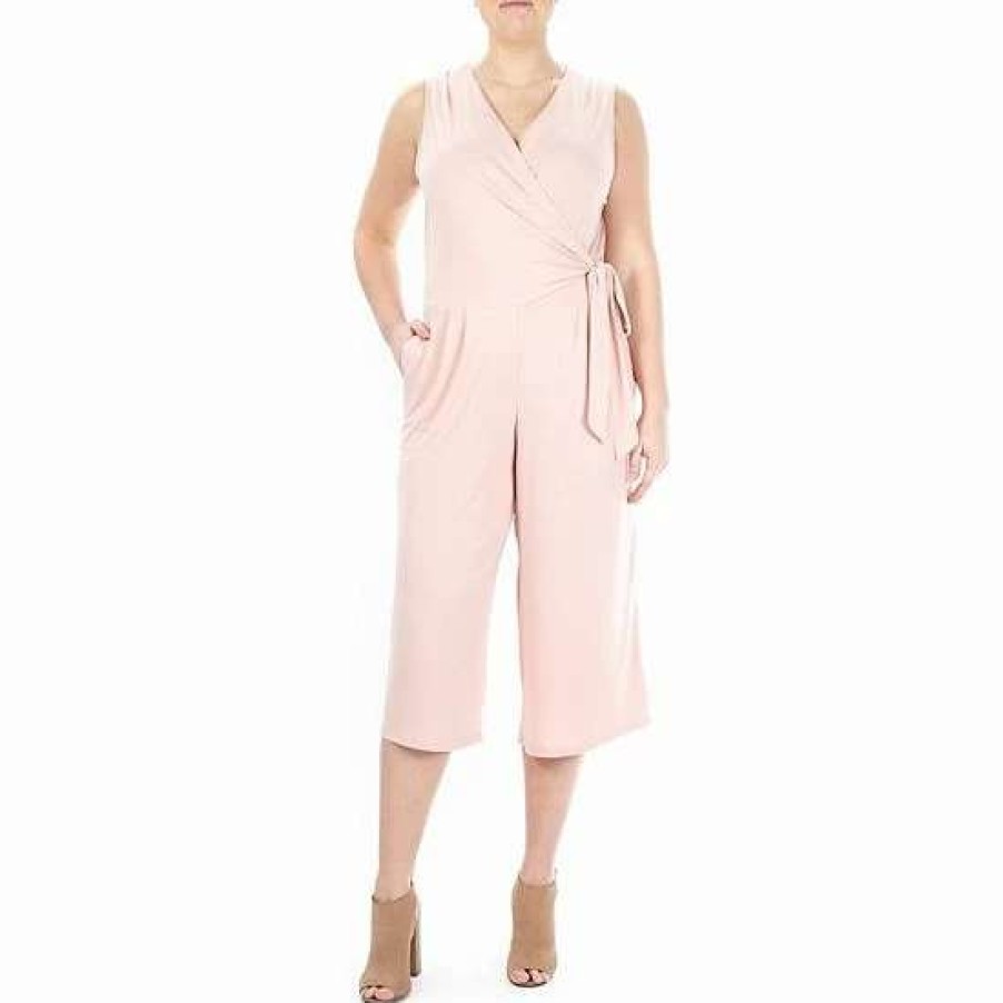 Womens * | Women'S Nina Leonard Wide-Leg Capri Jumpsuit