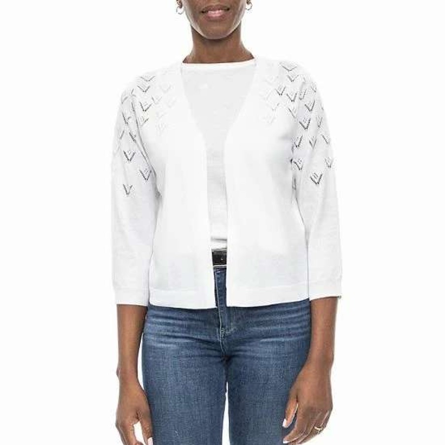 Womens * | Women'S Nina Leonard Pointelle Bolero Jacket