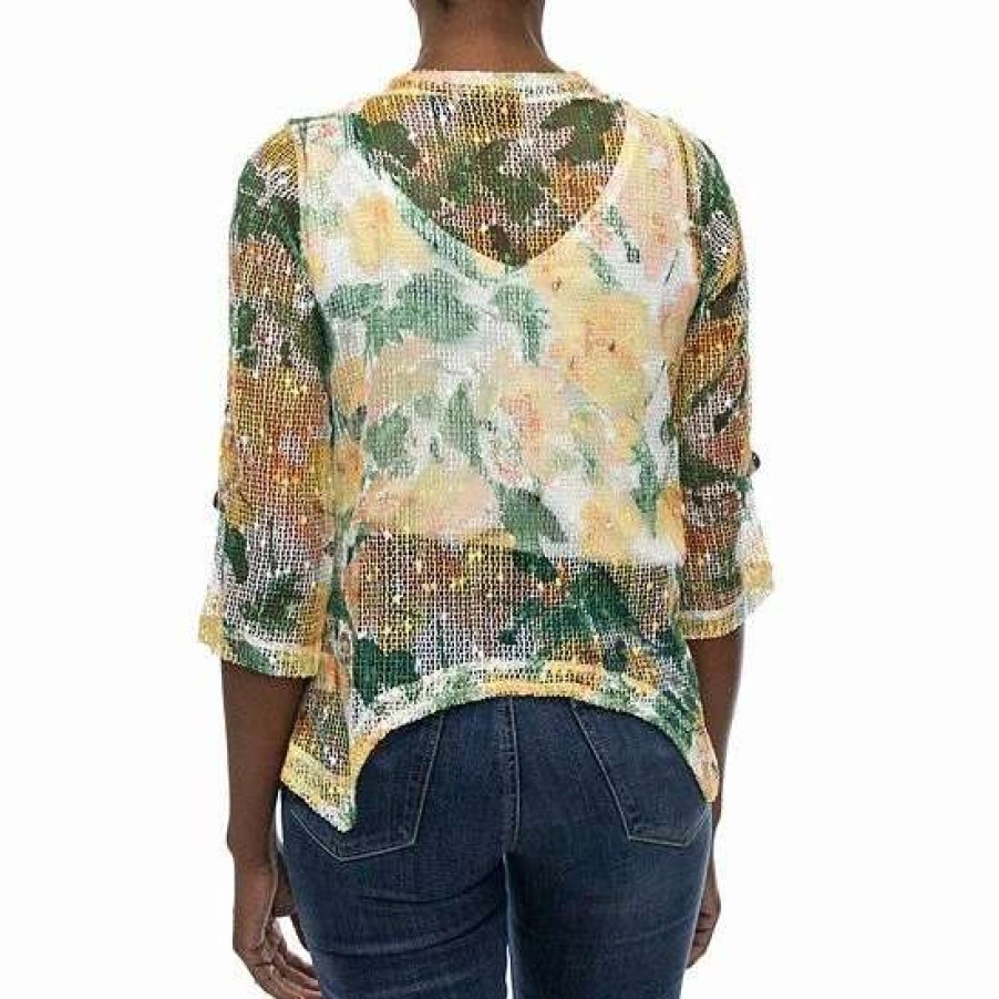 Womens * | Women'S Nina Leonard Print Sheer Cardigan