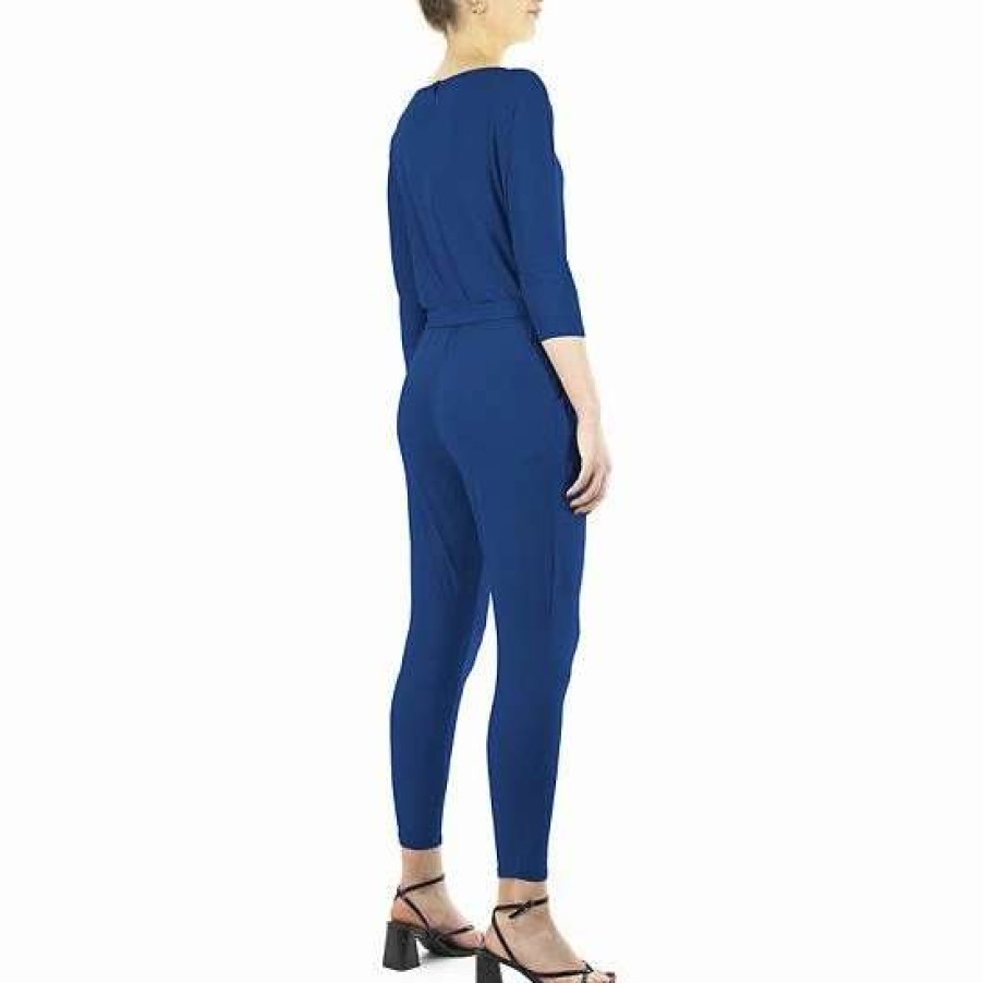 Womens * | Women'S Nina Leonard Solid Ankle Jumpsuit