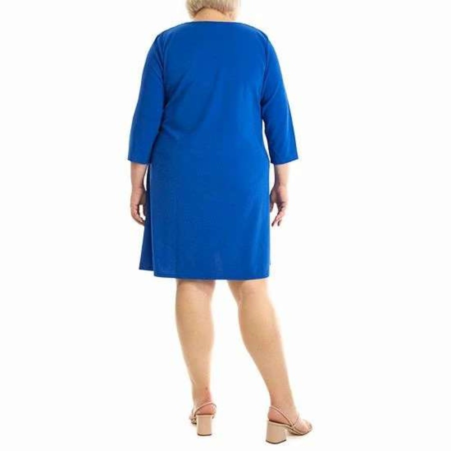 Womens * | Plus Size Nina Leonard Grommet-Accent Swing Crepe Dress