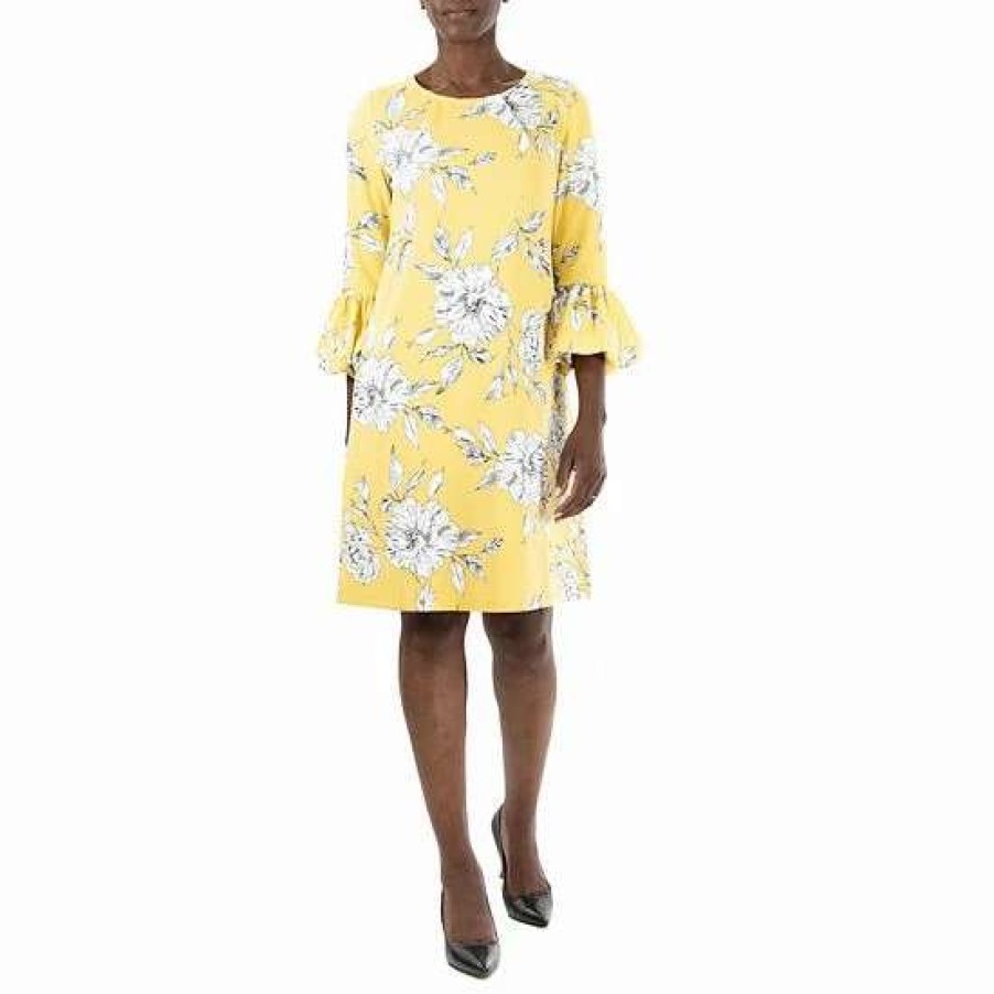 Womens * | Women'S Nina Leonard Crepe Balloon Sleeve Dress