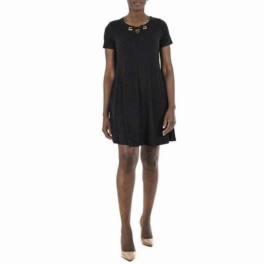 Womens * | Women'S Nina Leonard Embellished Swing Dress Jewel Gold