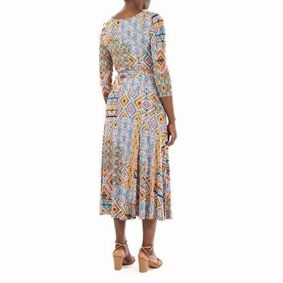 Womens * | Women'S Nina Leonard Sylvia Print Midi Dress