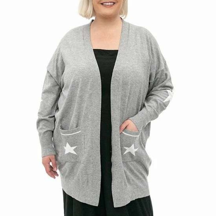 Womens * | Plus Size Nina Leonard Front Pocket Cardigan