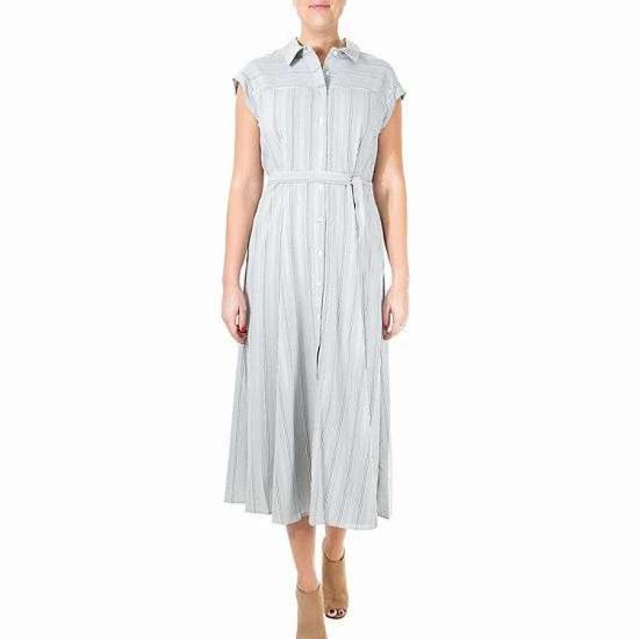 Womens * | Women'S Nina Leonard Midi Tie-Front Shirtdress