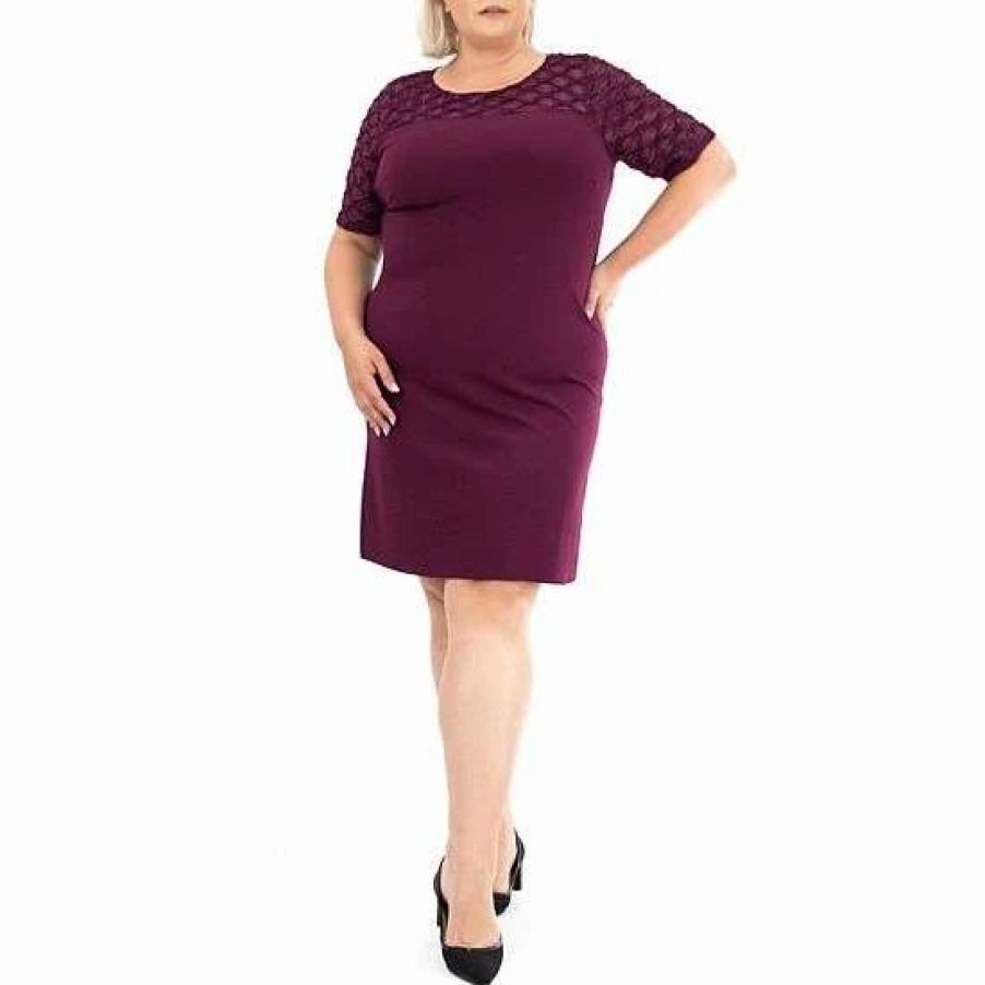 Womens * | Plus Size Nina Leonard Knit Sheath Dress