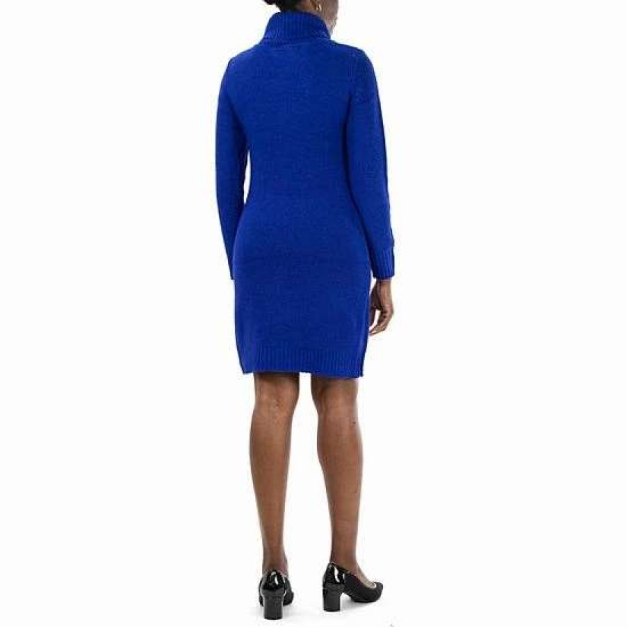 Womens * | Women'S Nina Leonard Cable-Knit Cowlneck Sweater Dress