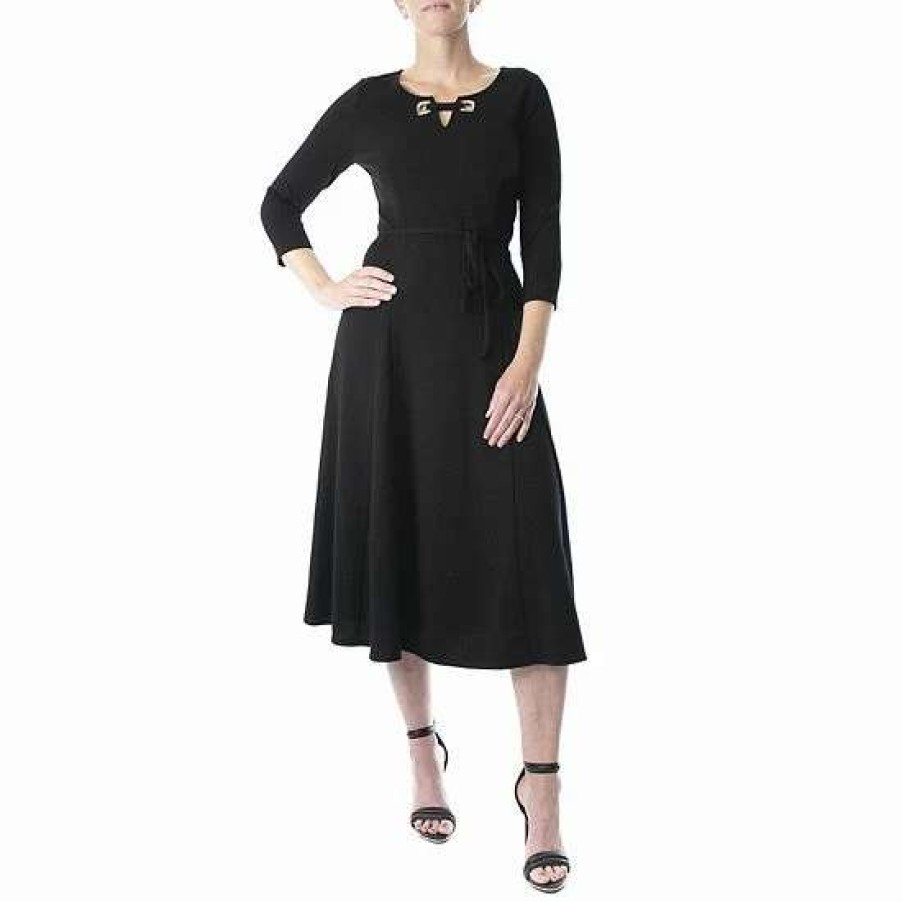 Womens * | Women'S Nina Leonard Grommet-Detail Midi Dress